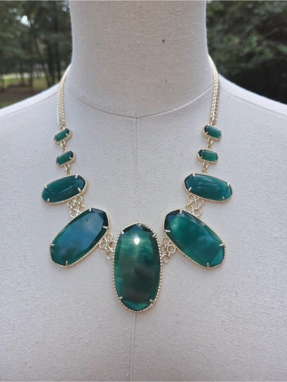 Kendra Scott Teal Green Oval Statement Necklace Ginger